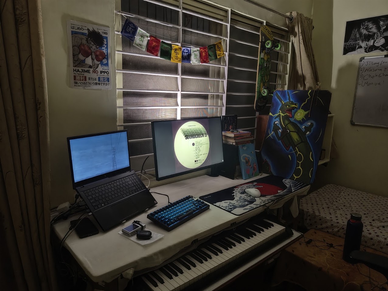 Arinjay's editing desk at night